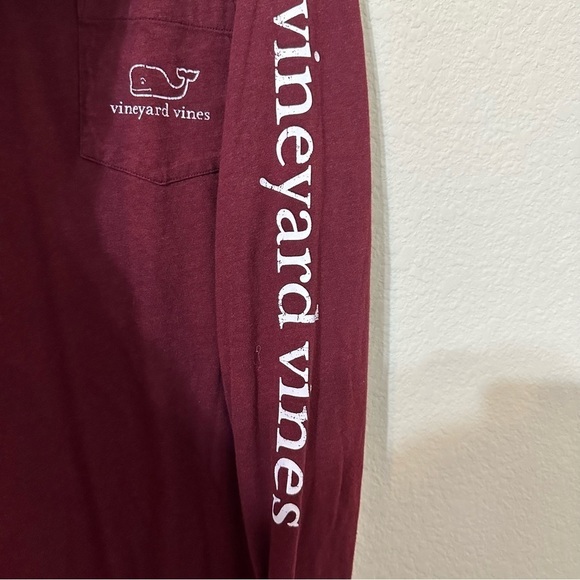 Vineyard Vines T-Shirt Maroon Long Sleeve Shirt Whale Logo Preppy Nautical - Picture 5 of 6